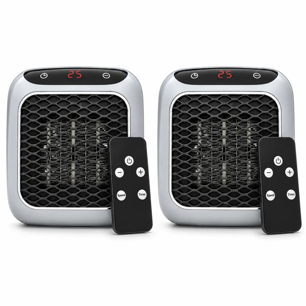 Two RapidHeat heaters side by side, each with its own remote control